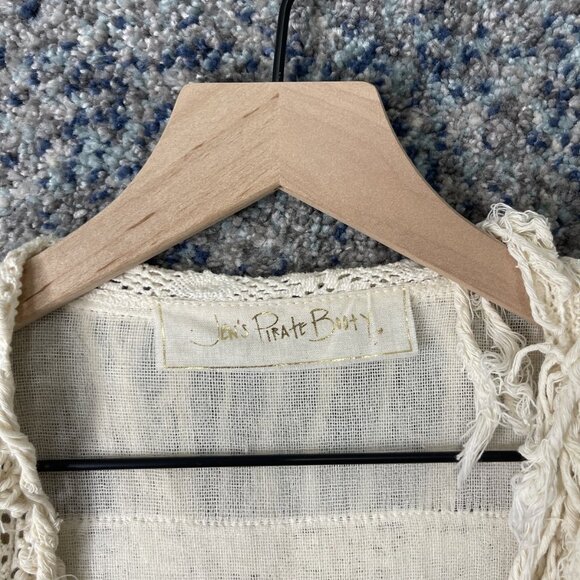 Jens Pirate Booty Sweater Womens Medium Fringe Boho Festival Kimono Cardigan - Picture 8 of 9